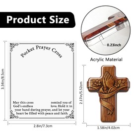 Pocket Prayer Cross for Women Men, Acrylic Christian Faith Keepsake, Small Prayer Cross Gift for Church, Baptism, Devotion, Daily Prayer, Religious Pocket Token (Brown)