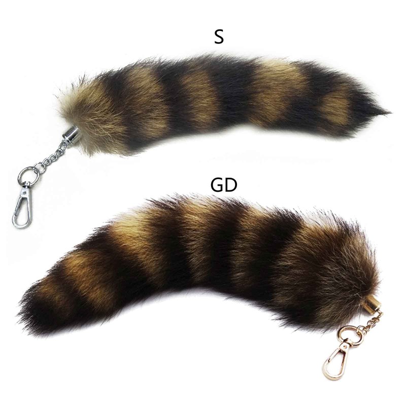 MinnowXY Cute -Racoon Tail Keychain Pendant Key-Chain Bags Charm Keys-Holder