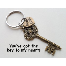 My Love Bronze Key Charm Keychain - You've Got the Key to My Heart