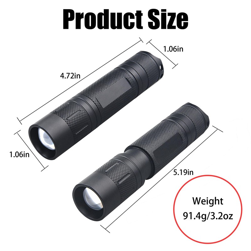 ZYUNMALL Blue Light Flashlight Single Mode Zoomable Blue LED Flashlights