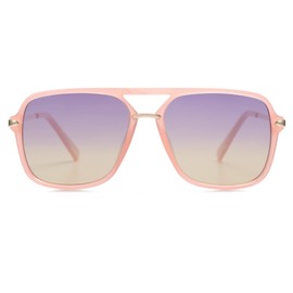 SOJOS Sunglasses for Women & Men, Square, Retro, Polarized Lens, Trendy Aviator, 90s Shades (SJ2229, Pink Blue)