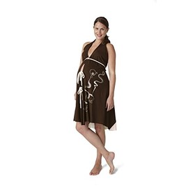 Pretty Pushers Cotton Jersey Labour Gown I Dream Of Coffee One Size (2-16 pre-pregnancy) Brown/Cream