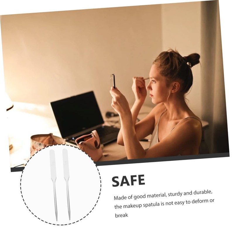 BIUDECO 2pcs Stainless Steel Makeup Spatula Long Handle Cosmetic Mixing