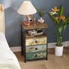 Tohomeor Nightstand with 3 Fabric Drawers Retro End Table with