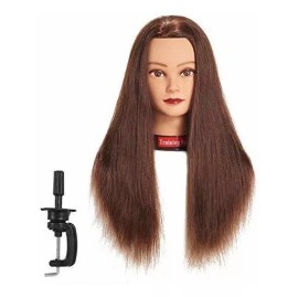 Training Head Maniqui Cabeza Cabello Natural Marrón 66 Cm Training Head