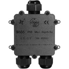 CONGENIOS XXL Connection Box with 3x M20 Cable Entry Including 5 Connection Terminals for Underground Cables up to 5 Cores (220-240V), Cable Connector, IP68, Waterproof Cable Sleeve, Black, Plastic