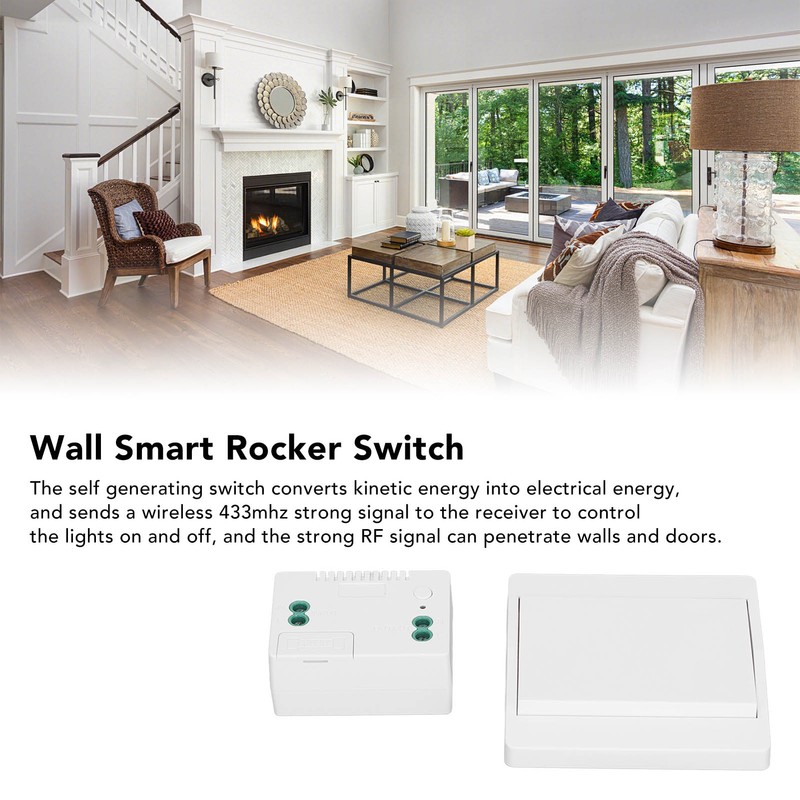 Wireless Light Switch Receiver Kit Self Generating Kinetic Energy Remote
