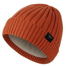Wmcaps Winter Beanie Knitted Hats for Men Women, Fleece Lined Beanie Warm Stocking Cap Soft Warm Ski Hats Unisex (Orange)