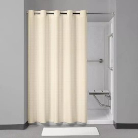 Manchester Mills Protect360° Shower Curtain Beige Boxed Stripe Microban HOOKLESS