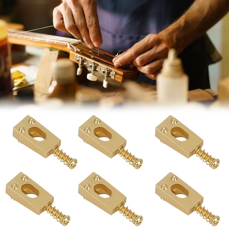 6Pcs Guitar Bridge Saddle Brass String Saddles Replacement Electric Guitar