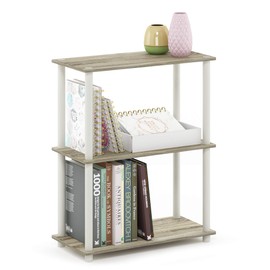 Furinno TURN-N-TUBE Storage Shelves, 3-Tier Book Shelf, Corner Shelf, Toolless Open Shelves, for Organization and Storage, Living Room, Garage, Home Office, Sonoma Oak