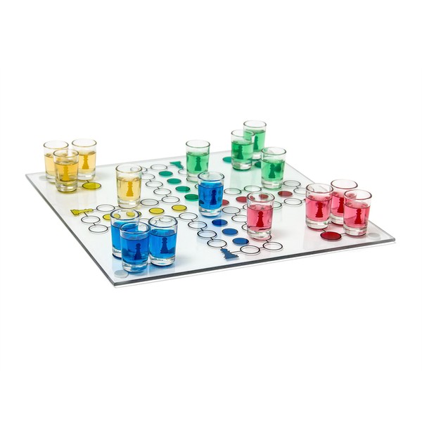 Relaxdays Drinking Ludo Game Adult Party Game Board 2 Dice