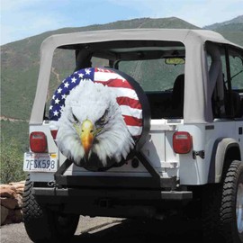 Eagle with American Flag backgroundSpare Tire Cover with Back UP Camera (Select Popular Sizes from Drop Down menu or Contact us