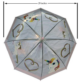 Foxfire for Kids Clear Dome Umbrella (Lilac Rainbow Unicorns)