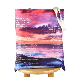 BWWKTOP Song Lyrics Canvas Tote Bag Singer Gifts Singer Concert Tour Gifts Music Shoulder Bag, Like a Devil, One Size