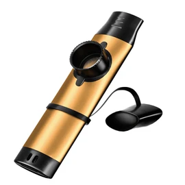Kazoo - Professional Metal Musical Instrument with 5 Extra Membranes, Adjustable Tone for Guitar, Ukulele, Piano & Singing, Durable Brass, Portable for Adults and Students (gold)