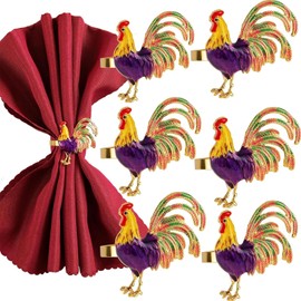 HKTLZNEI Napkin Rings Set of 6,Gold Napkin Holder Rings,Animal Rings Buckles for Dinner Table,Wedding,Everyday,Party Decoration,Purple