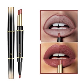 EUBUY Barra De Labios Mate Con Delineador De Labios 2 En 1 Doble Extremo Lápiz Labial Impermeable De Larga Duración Para Mujeres                      