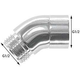 G1/2 Shower Head Elbow Adapter for Connection of Wall Mounted Shower or Handheld Showerhead (135 Degree Corner)