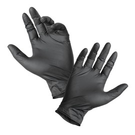 Black Latex Powder Free Disposable Tattoos Piercing Industrial Gloves - Size Large - 100 gloves/Box