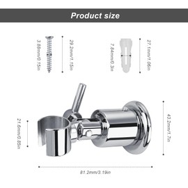 KINHARD Full Metal Shower Head Holder, Shower Head Holder, Wall Mounting, Hand Shower Holder, Universal, Shower Head Holder with Screws