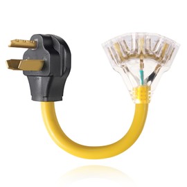 30 Amp to 15 Amp/20 Amp Dryer Adapter Power Cord, ETL Listed NEMA 10-30P Male to 3X 5-15R/5-20R Female T-Blade Household Outlets Extension Cord 10-AWG 1FT (10-30P/3X5-15R)