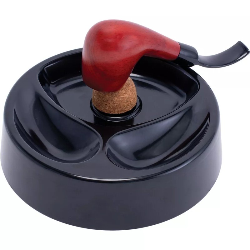 Lucienne 6.75 Lucienne Black Metal Round 2 Pipe Hold Ashtray