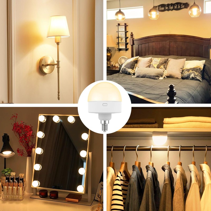 E12 Rechargeable Light Bulb with Remote Control Timer and 15