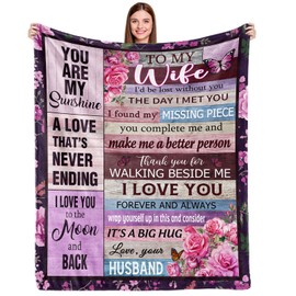 COZYCRIB Gifts for Wife Romantic Wife Gifts Mother's Day Birthday Gifts to My Wife Blanket Wife Gifts from Husband Wedding Anniversary Christmas Valentine's Gifts for Wife(60x50 Inch)
