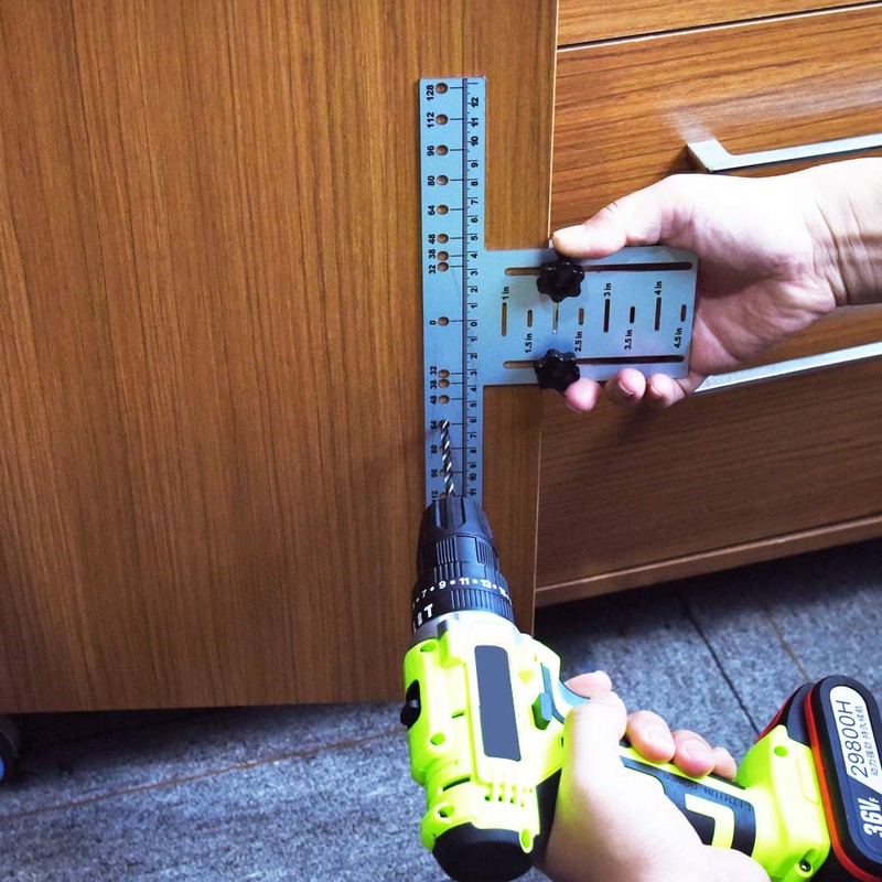 Mousike Cabinet Pull Metal Template， Handle Drill Mounting Template for