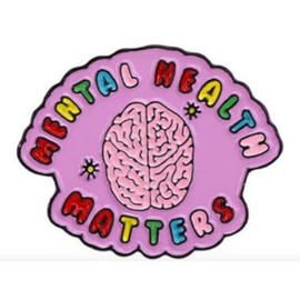 Mental Health Matters Awareness Anxiety Depression Mind Brain 1.25" Enamel Pin Badge