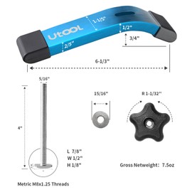 UTOOL 2 Pack T-Track Hold Down Clamps Kit, 6-1/3" L x 1-1/5" Width, Heavy Duty Anodized Clamps for Woodworking, Starlight Blue