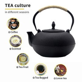 101oz/3000ml Extra Large and Heavy Cast Iron Teapot for 6 to 10 People, Tea Kettle with Stainless Steel Tea Balls for Loose Tea, Cast Iron Teapot for Stovetop Safe (3000ml Teapot)