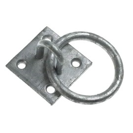 Hardware Solutions - Ring on Plate - For Chain to Gate Or Fence Posts - Hook Loop Suspension Ceiling Hooks - Galvanised - M6 x 50mm