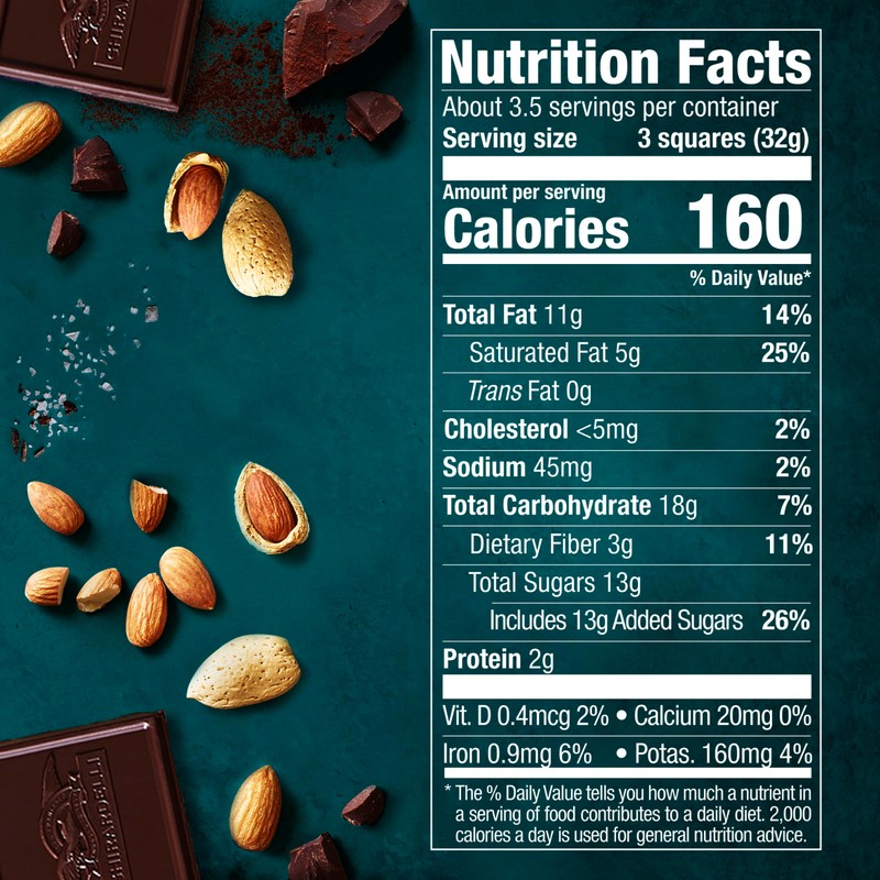 GHIRARDELLI Intense Dark Chocolate Squares, Sea Salt Almond, 4.12 Oz