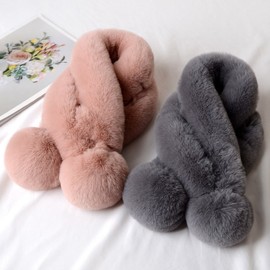 Cute Girls' Plush Thick Winter Neck Warmer Scarf with Fur Collar NO.1 10ea
