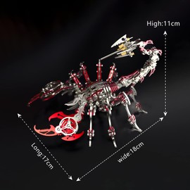 FILASLFT 3D Metal Model Kits, Mechanical Scorpion King Red 3D Metal Puzzle,Steel Warcraft Collection DIY Animal Brain Teasers Simple 3D Puzzles