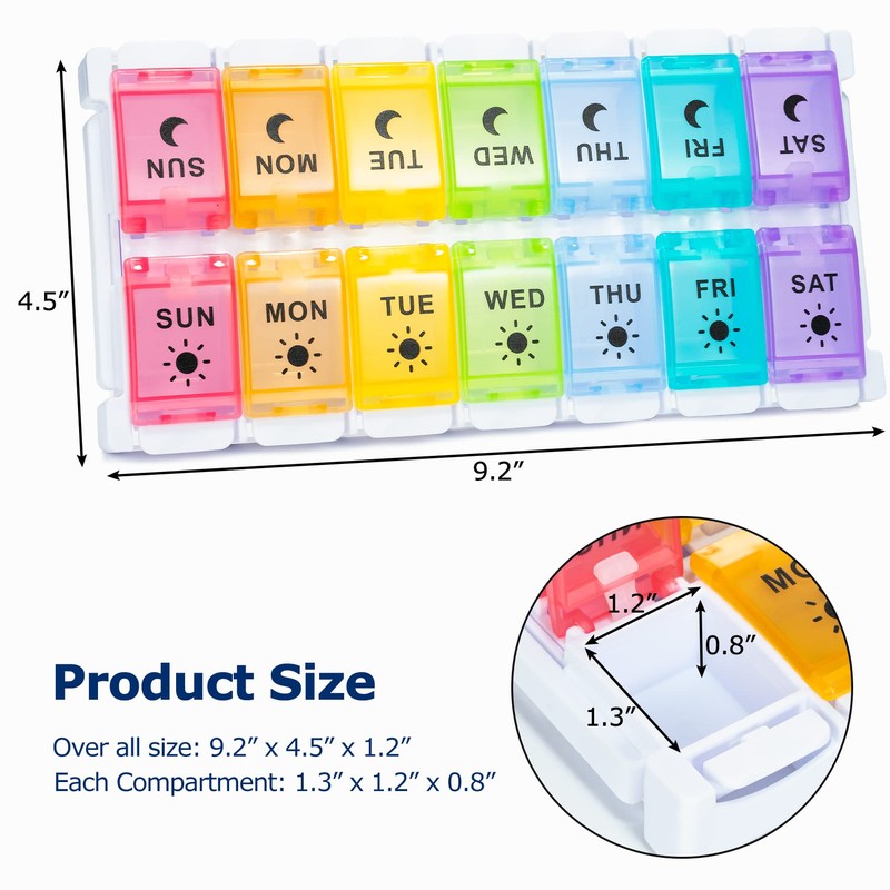 7 Day Pill Organizer 2 Times A Day-Weekly Pill Box