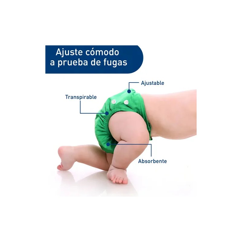 Pañales Ecológicos Reutilizables Pack 6 6 Insertos Bluelander Ajustables