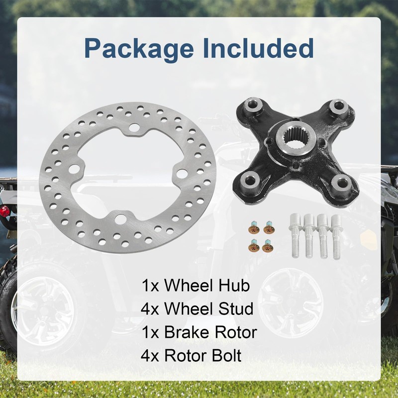 Front/Rear Wheel Hub & Studs & Brake Rotor Compatible with