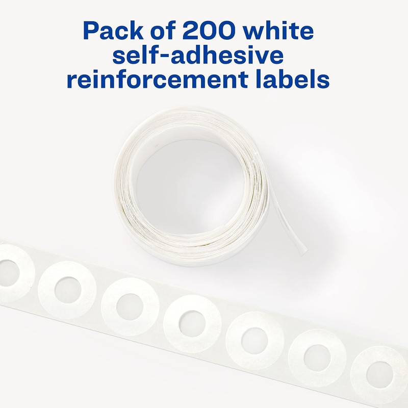 Dispenser Pack Hole Reinforcements, 0.25" Dia, White, 200/Pack, (5729)