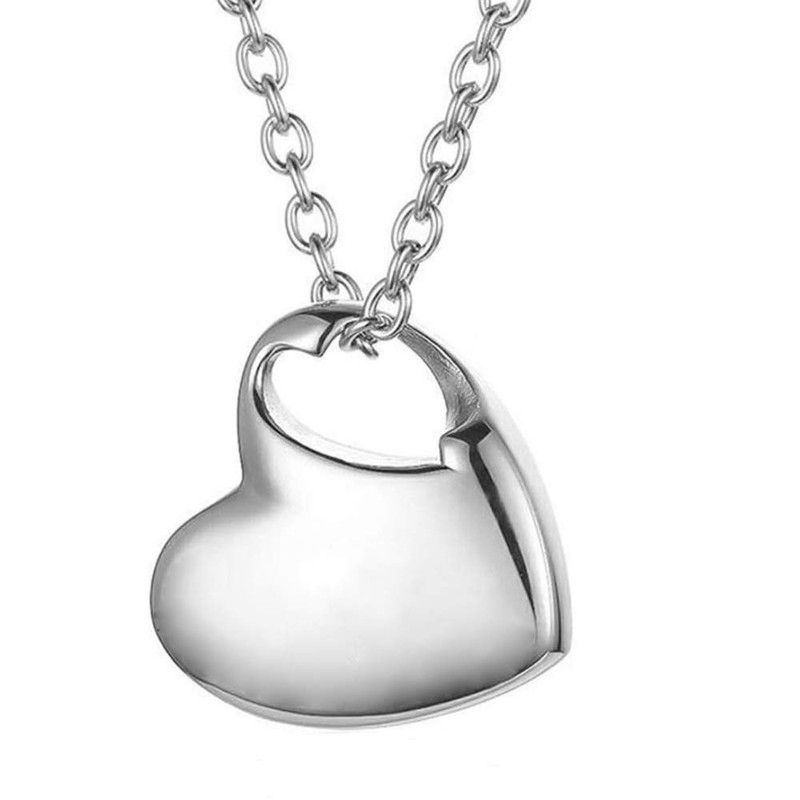 aplusashop ID Heart Ash Medallion + Chain with Engraving of