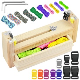 CECOMBINE Bracelet Maker Making Kit, Adjustable Length Wood Paracord Jig Bracelet Wristband Maker with 10 Paracord for Weaving DIY Craft Tools
