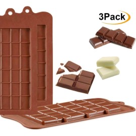NoBrand Silicone Chocolate Mold 3 Pack Break-Apart Chocolate Bar Molds Non-Stick Reusabl