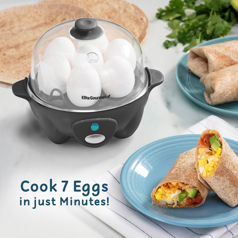 Elite Gourmet Easy Electric 7 Egg Capacity Cooker, Poacher, Omelet