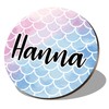 1 x Round Coaster - Name Hanna Mermaid Scales Fish