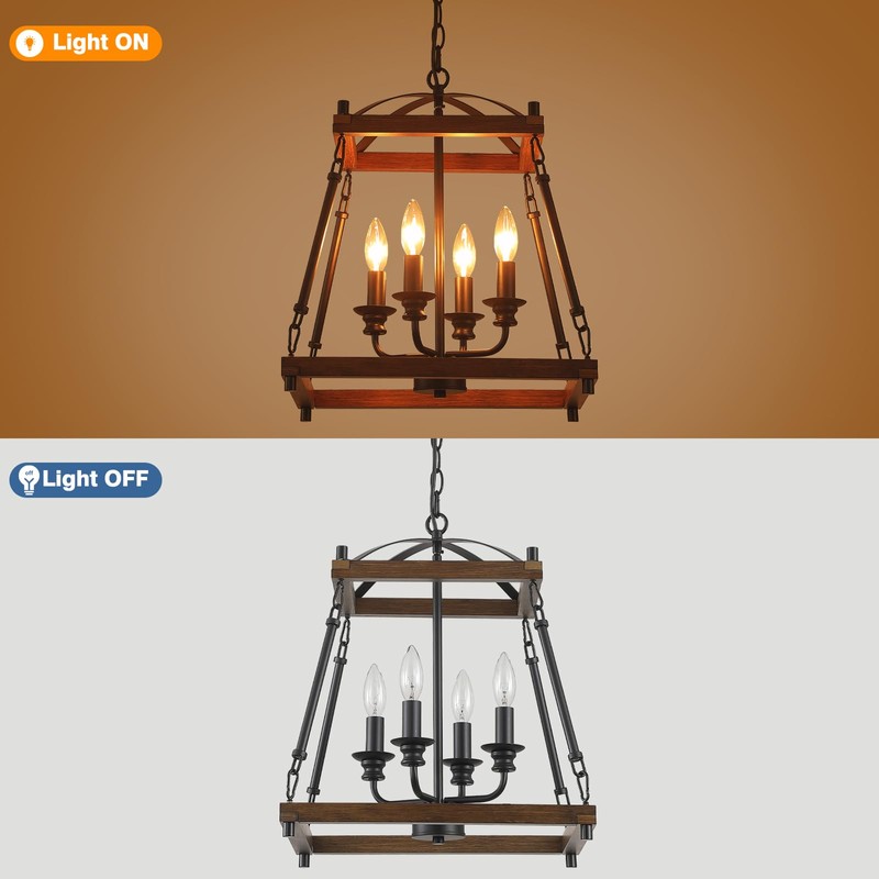 9MMML 4-Light 𝐋𝐚𝐧𝐭𝐞𝐫𝐧 𝐂𝐡𝐚𝐧𝐝𝐞𝐥𝐢𝐞𝐫, Industrial Black Geometric Pendant Light Fixture
