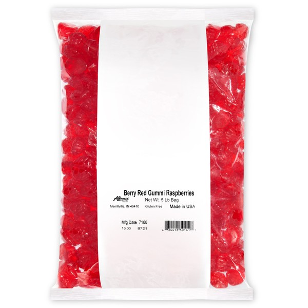 Albanese World's Best Berry Red Gummi Raspberries, 5lbs of Candy