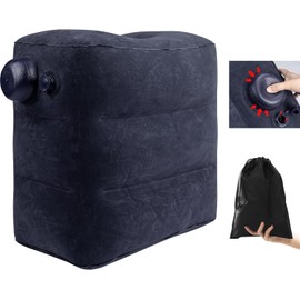 Inflatable Foot Rest for Air Travel,Airplane Travel Foot Rest Adjustable Height,Car/Airplane,Footrest Pillow with Pump for Office,Train,Cars,Home (Blue)