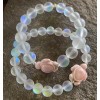 Handmade Iridescent Moonstone Bracelet Rainbow Glass Pink Turtle Sterling Silver